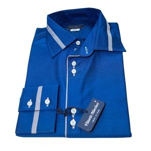 Designer Shirt for Men, Made in Italy  Size 15/38  Royal Blue, Slim Fit